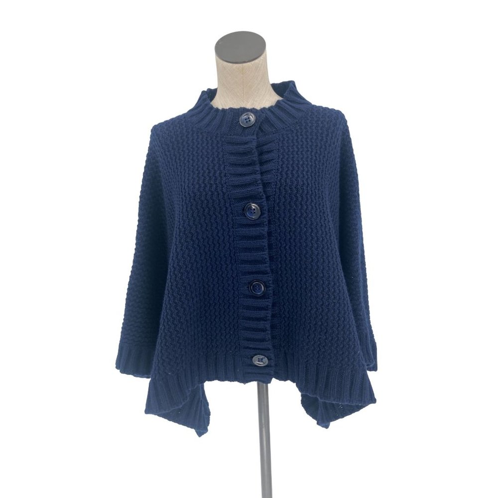 Koch Blue Heavyweight Knit Poncho Oversized Sweater Size Small